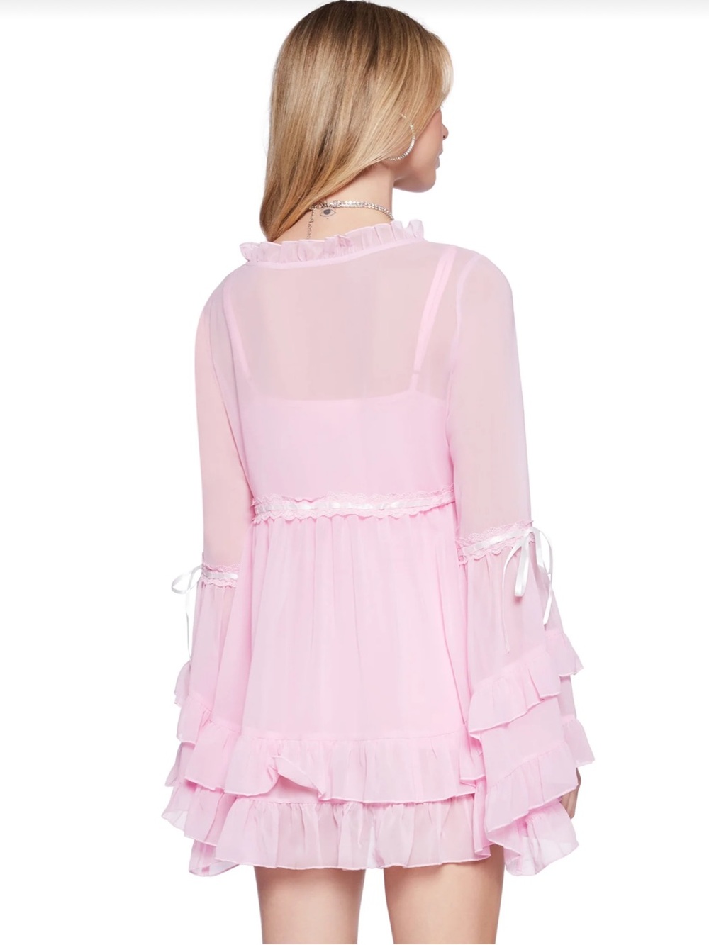 💖Sugar Thrillz Baby Pink Ruffle Slip Dress💖 - Picture 8 of 8